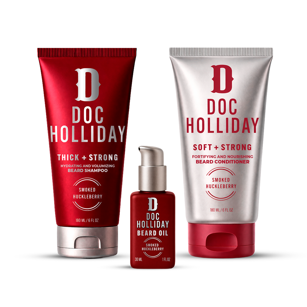 Beard Shampoo, Conditioner & Oil Bundle - Smoked Huckleberry Doc Holliday Essentials