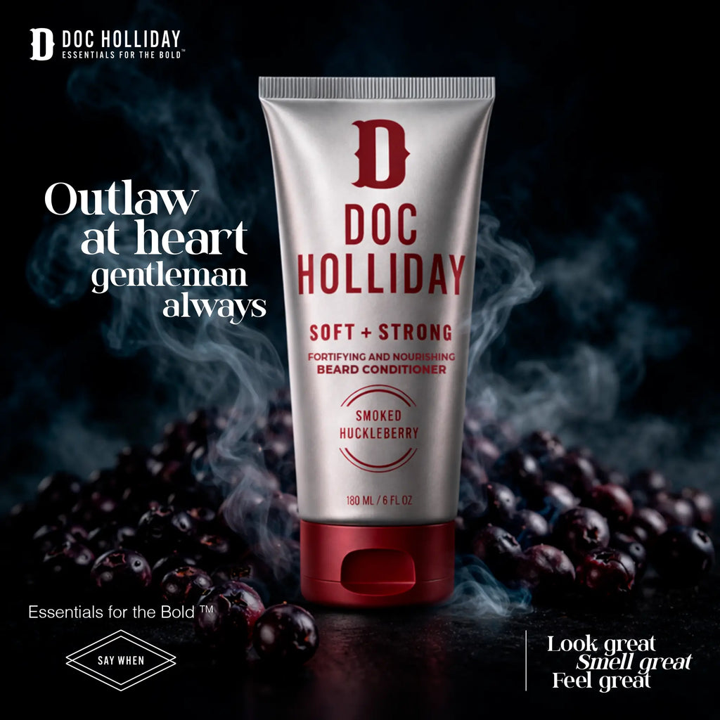 Soft + Strong Fortifying and Nourishing Beard Conditioner – Smoked Huckleberry Doc Holliday Essentials
