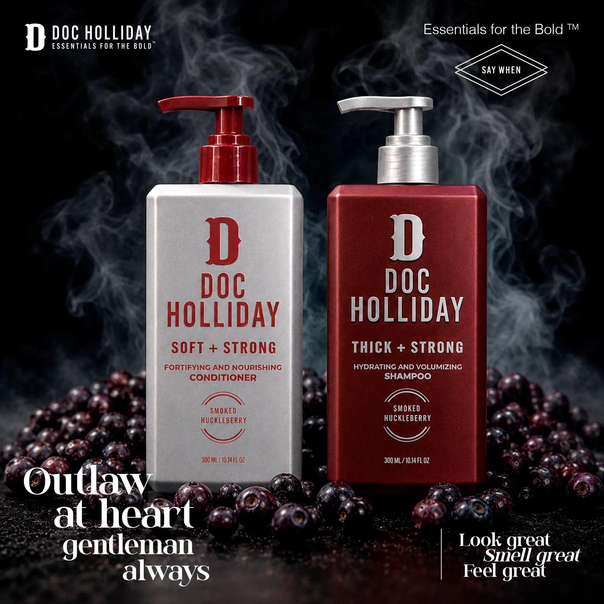 Thick + Soft Men’s Shampoo and Conditioner Bundle - Smoked Huckleberry Doc Holliday Essentials
