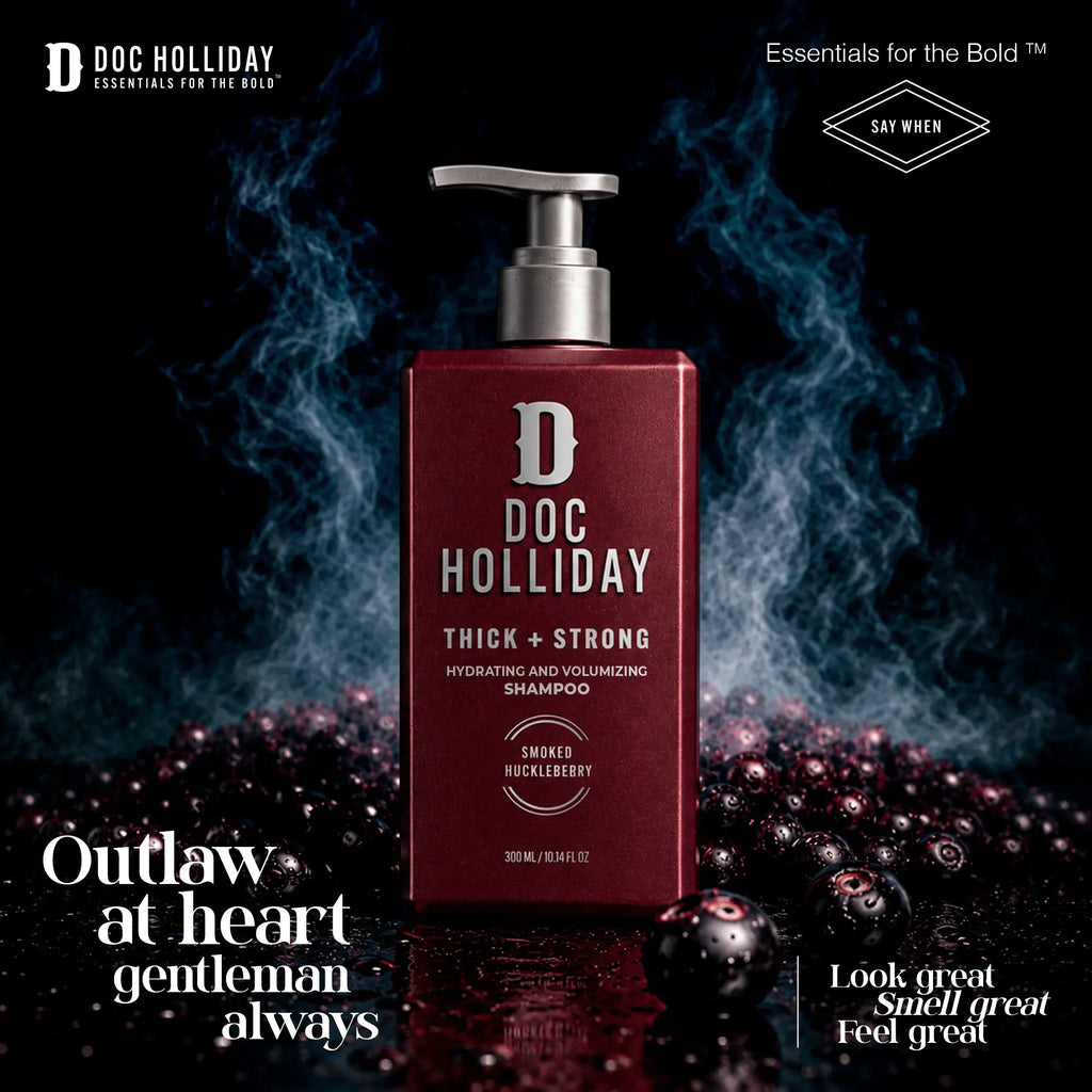 Thick + Strong Hydrating and Volumizing Shampoo - Smoked Huckleberry Doc Holliday Essentials