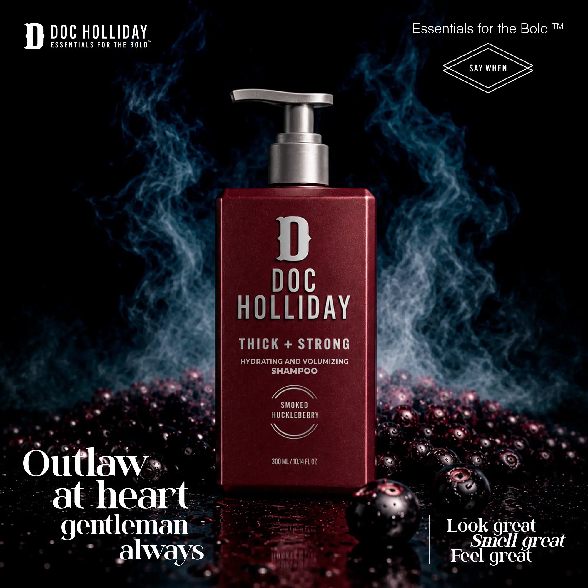Thick + Strong Hydrating and Volumizing Shampoo - Smoked Huckleberry Doc Holliday Essentials