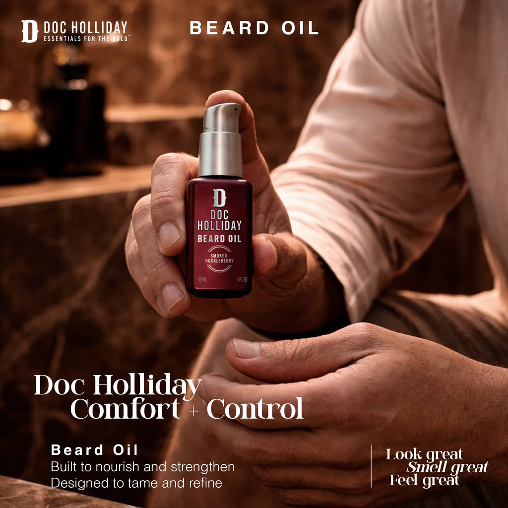 Calm + Controlled Beard Oil - Smoked Huckleberry Doc Holliday Essentials