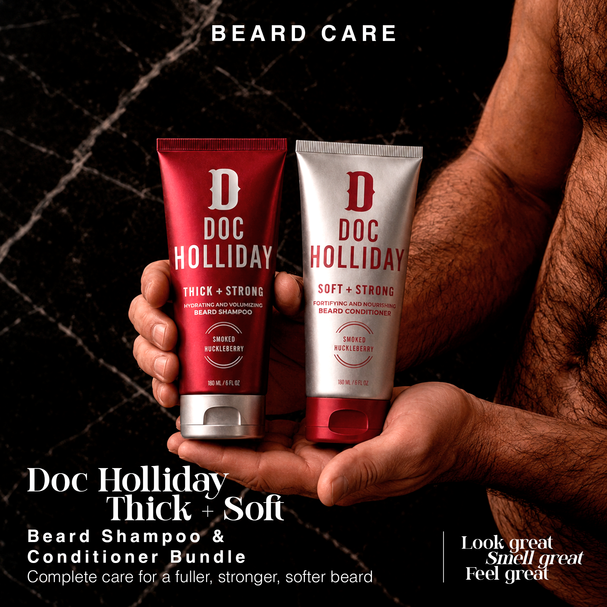 Thick + Soft Beard Shampoo and Conditioner Bundle – Smoked Huckleberry Doc Holliday Essentials