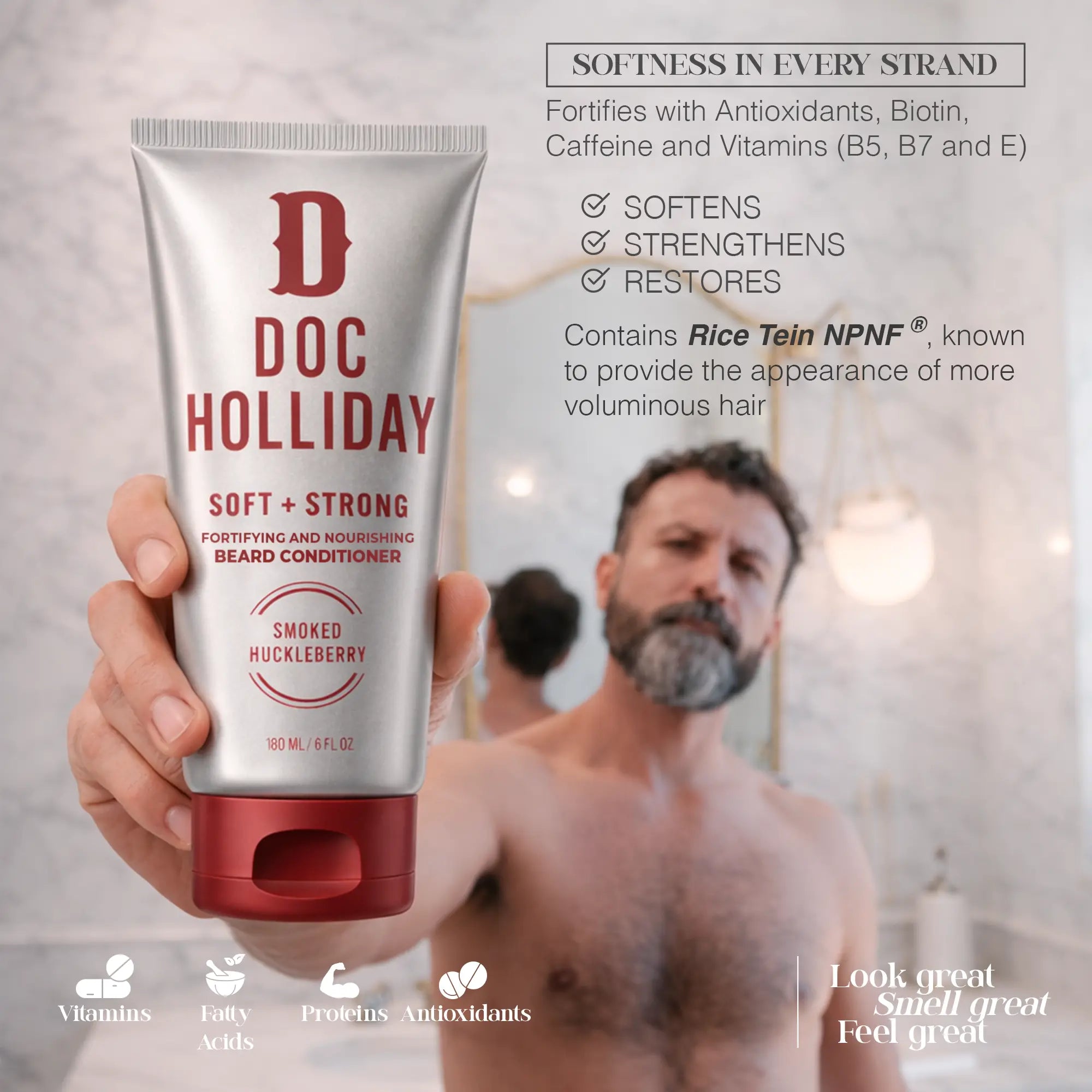 Soft + Strong Fortifying and Nourishing Beard Conditioner – Smoked Huckleberry Doc Holliday Essentials