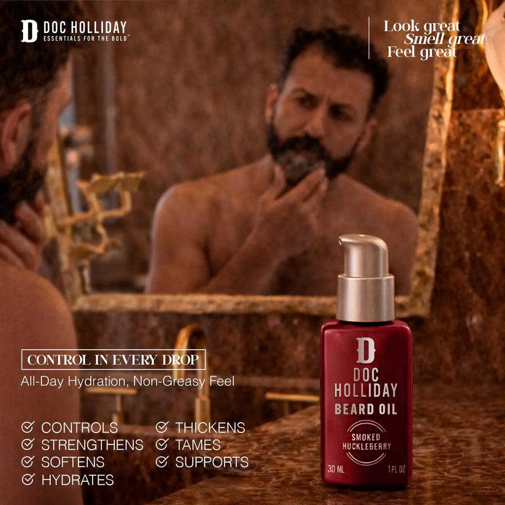 Calm + Controlled Beard Oil - Smoked Huckleberry Doc Holliday Essentials
