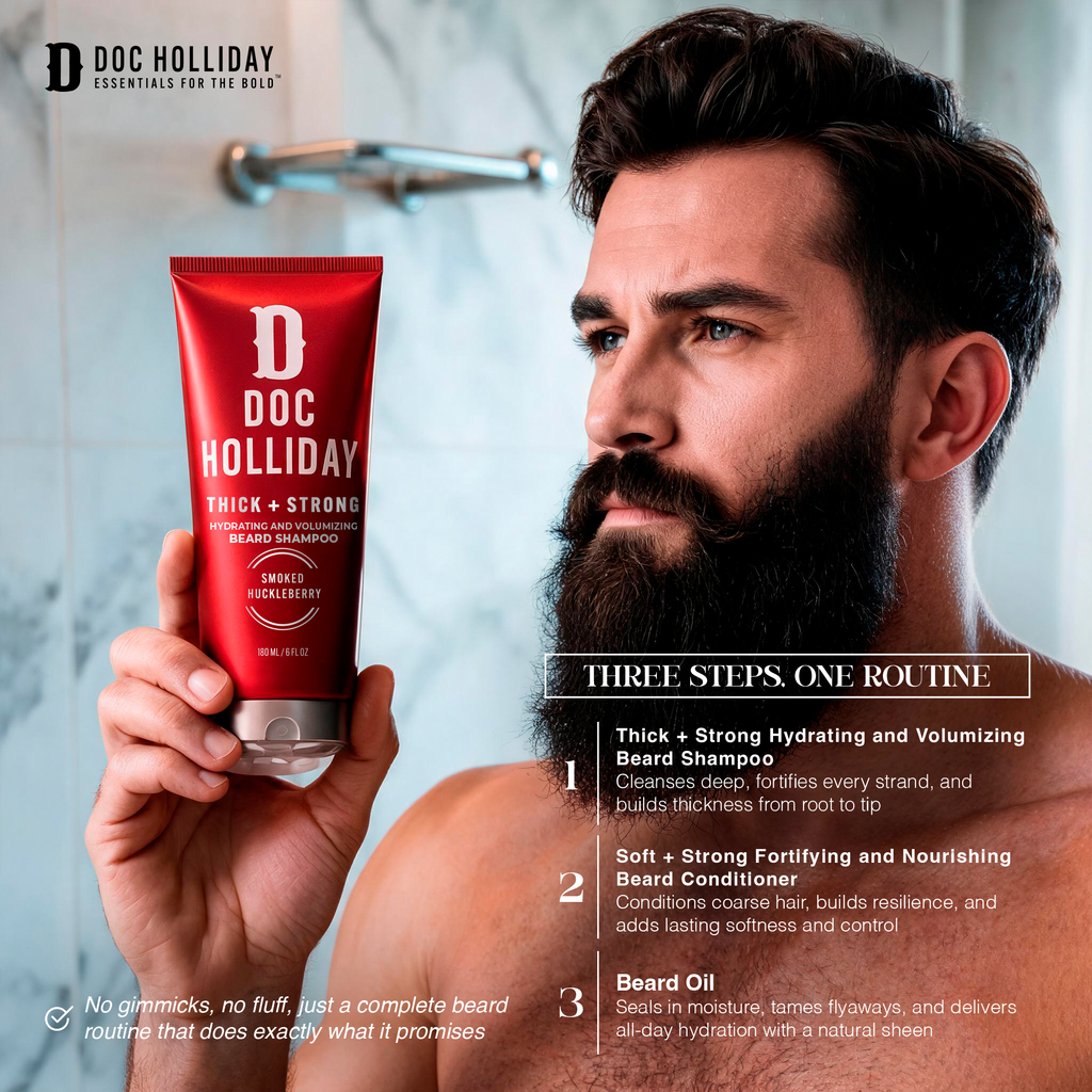 Beard Shampoo, Conditioner & Oil Bundle - Smoked Huckleberry Doc Holliday Essentials