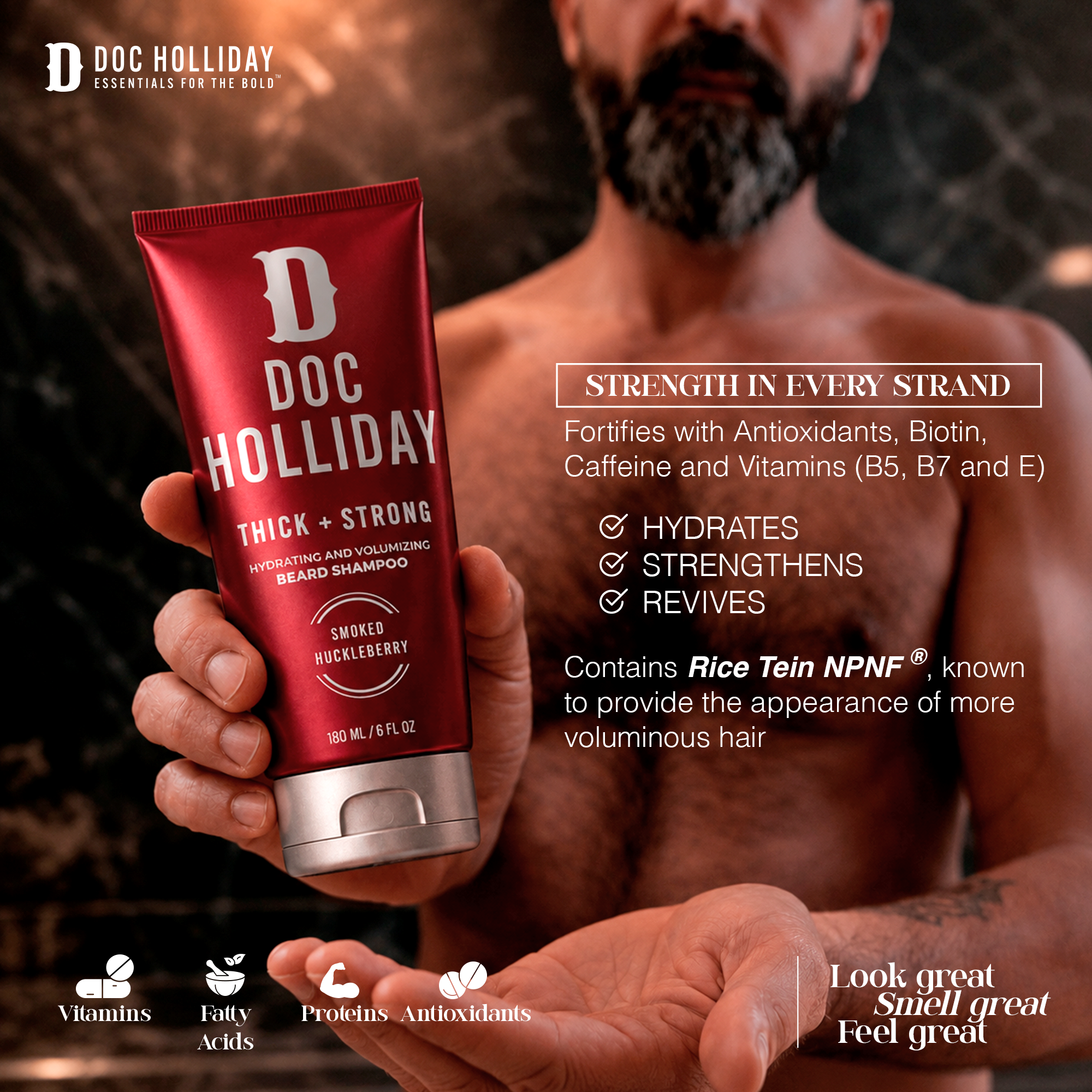 Thick + Soft Beard Shampoo and Conditioner Bundle – Smoked Huckleberry Doc Holliday Essentials