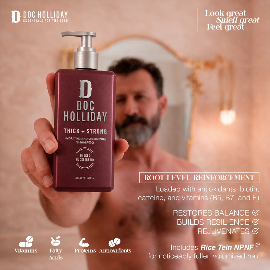 Thick + Strong Hydrating and Volumizing Shampoo - Smoked Huckleberry Doc Holliday Essentials