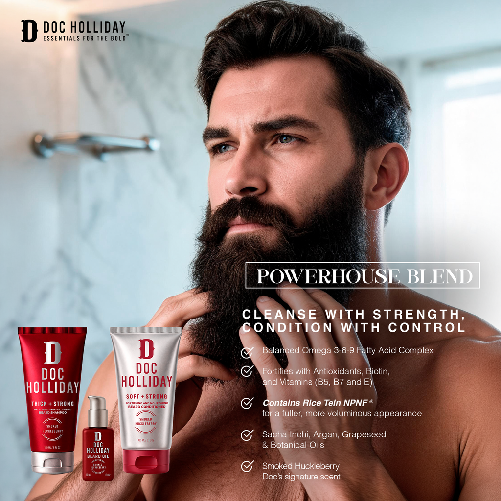 Beard Shampoo, Conditioner & Oil Bundle - Smoked Huckleberry Doc Holliday Essentials
