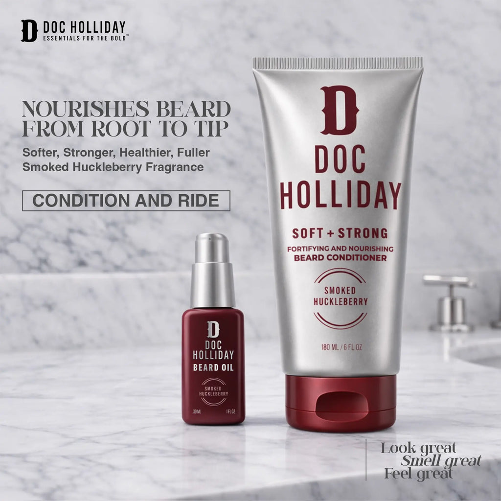 Soft + Strong Fortifying and Nourishing Beard Conditioner – Smoked Huckleberry Doc Holliday Essentials