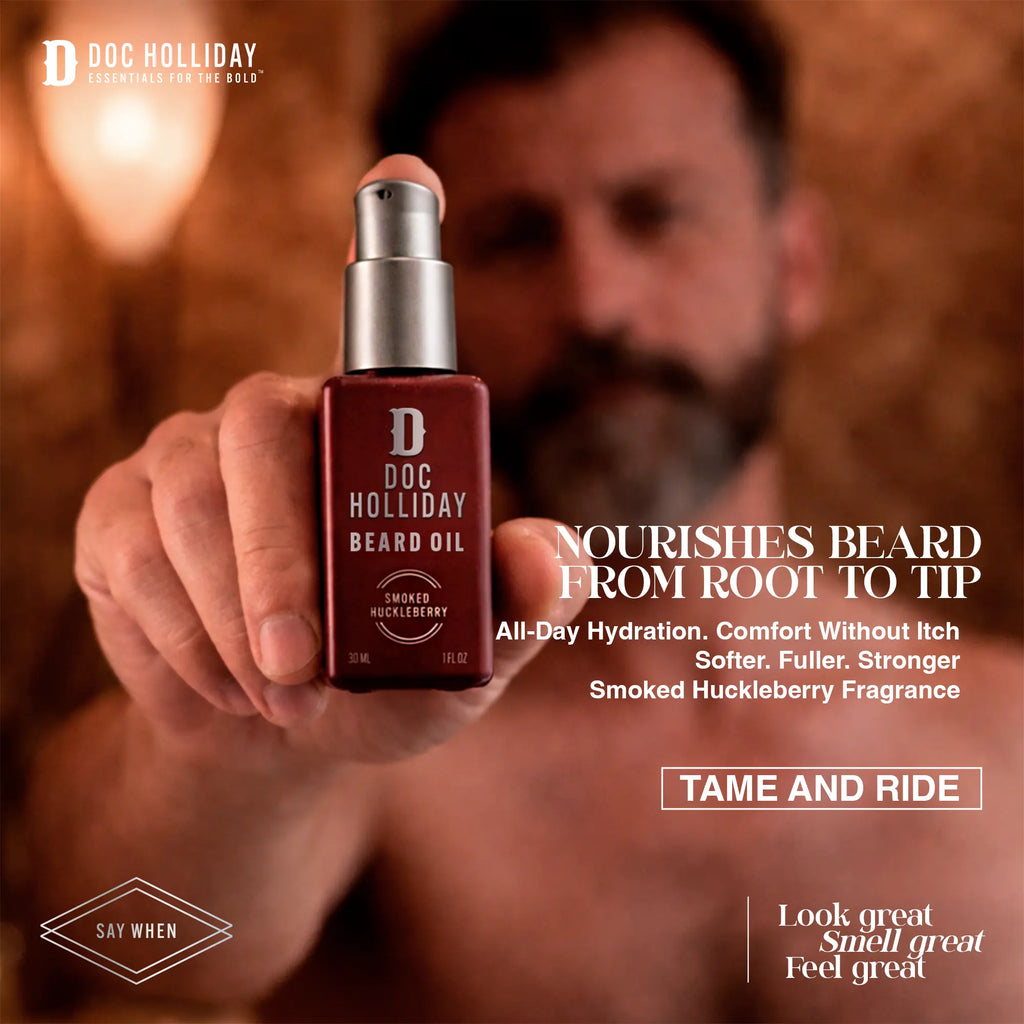 Calm + Controlled Beard Oil - Smoked Huckleberry Doc Holliday Essentials