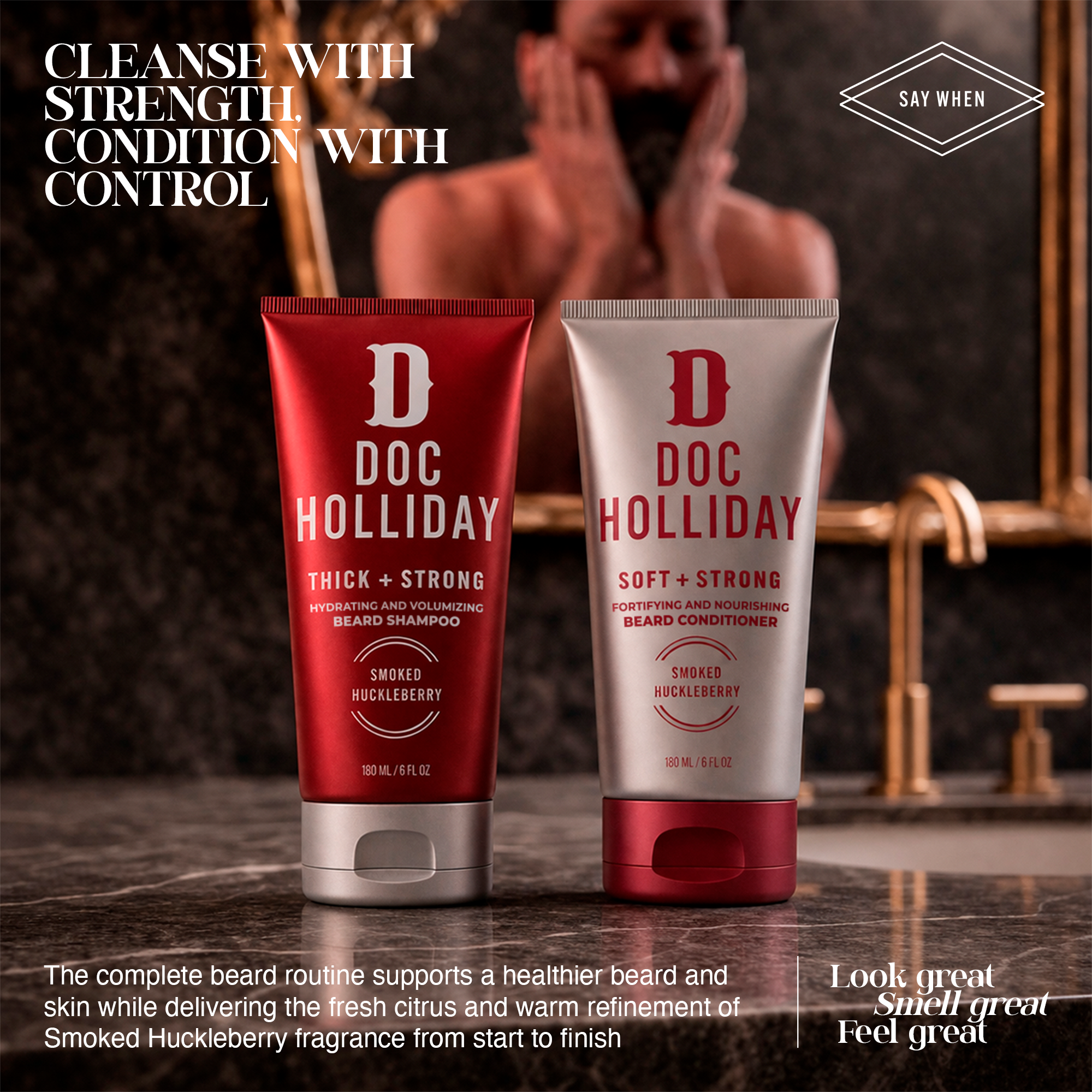 Thick + Soft Beard Shampoo and Conditioner Bundle – Smoked Huckleberry Doc Holliday Essentials