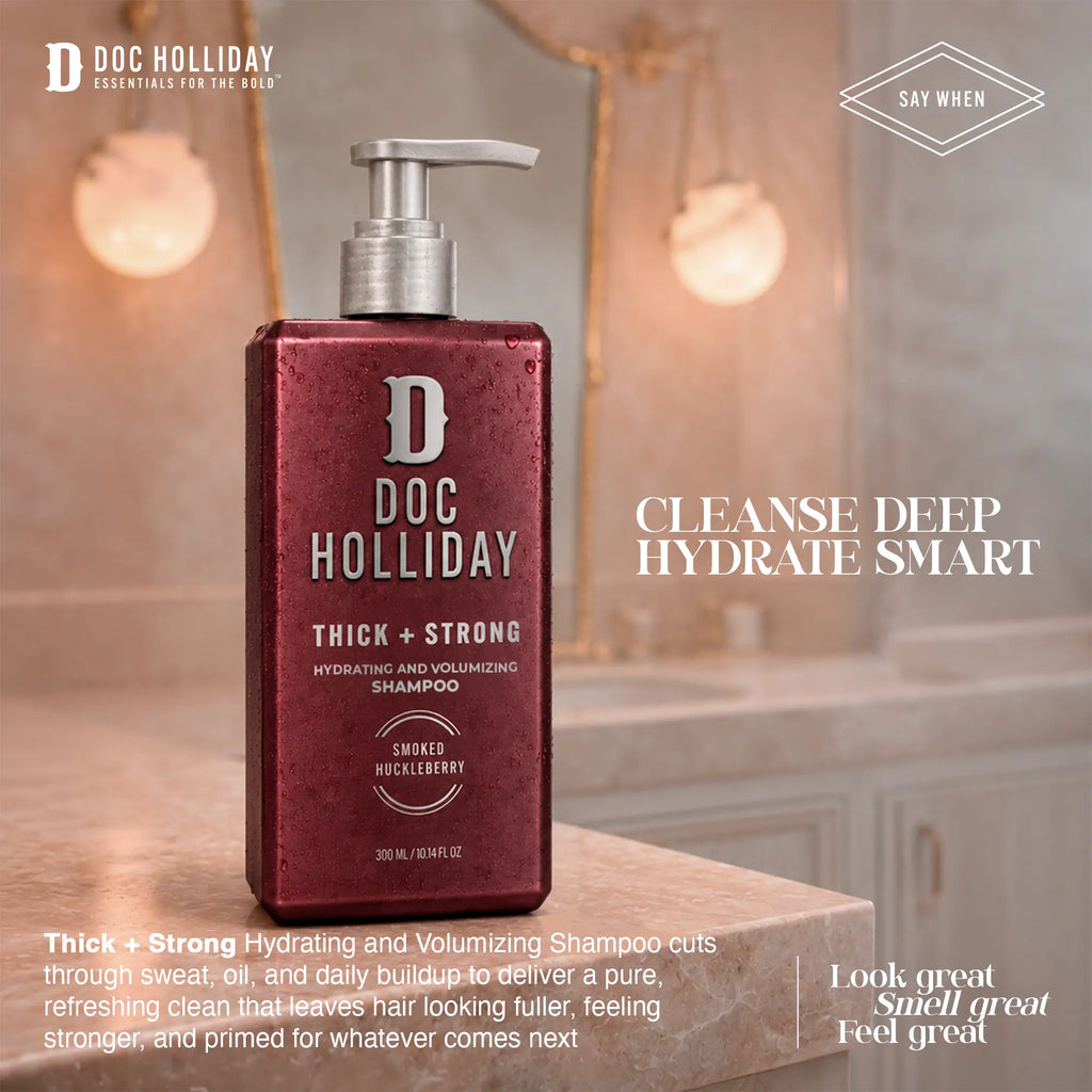 Thick + Strong Hydrating and Volumizing Shampoo - Smoked Huckleberry Doc Holliday Essentials