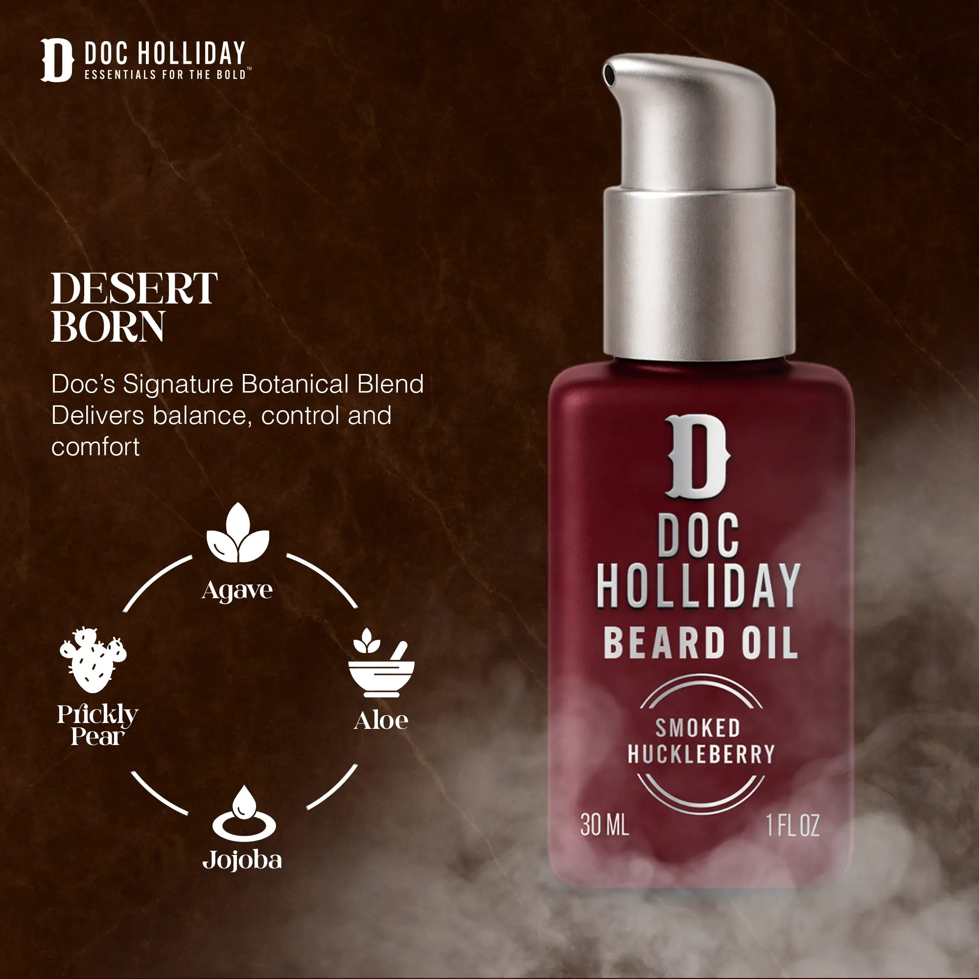 Calm + Controlled Beard Oil - Smoked Huckleberry Doc Holliday Essentials