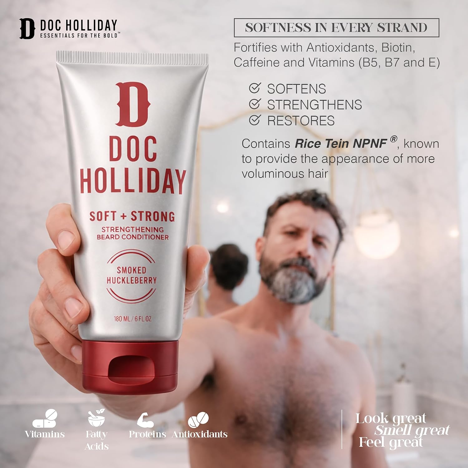 DOC HOLLIDAY Soft + Strong Beard Conditioner Smoked Huckleberry 6 fl oz