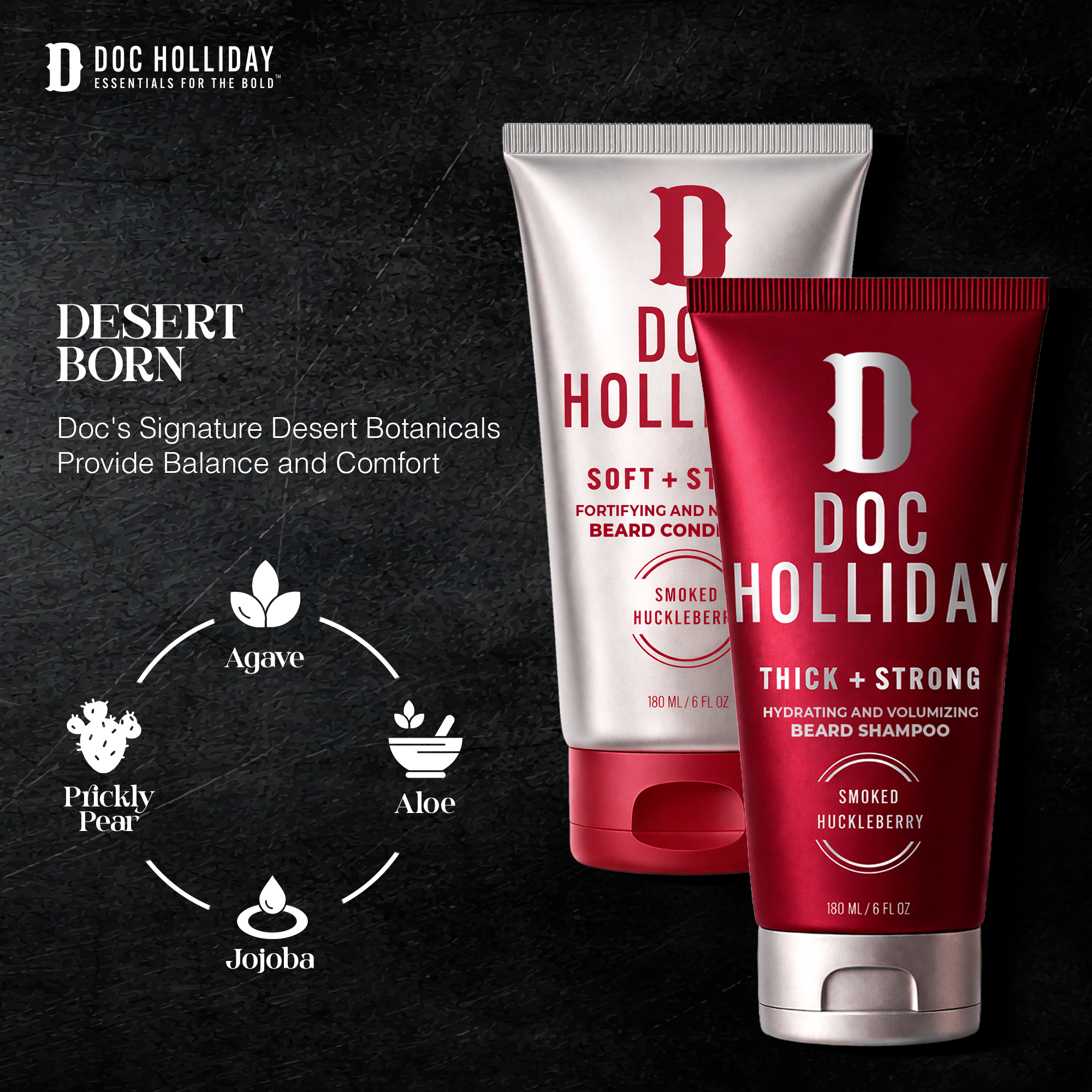 Thick + Soft Beard Shampoo and Conditioner Bundle – Smoked Huckleberry Doc Holliday Essentials