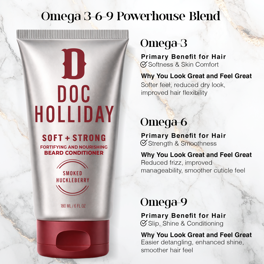 Soft + Strong Fortifying and Nourishing Beard Conditioner – Smoked Huckleberry Doc Holliday Essentials