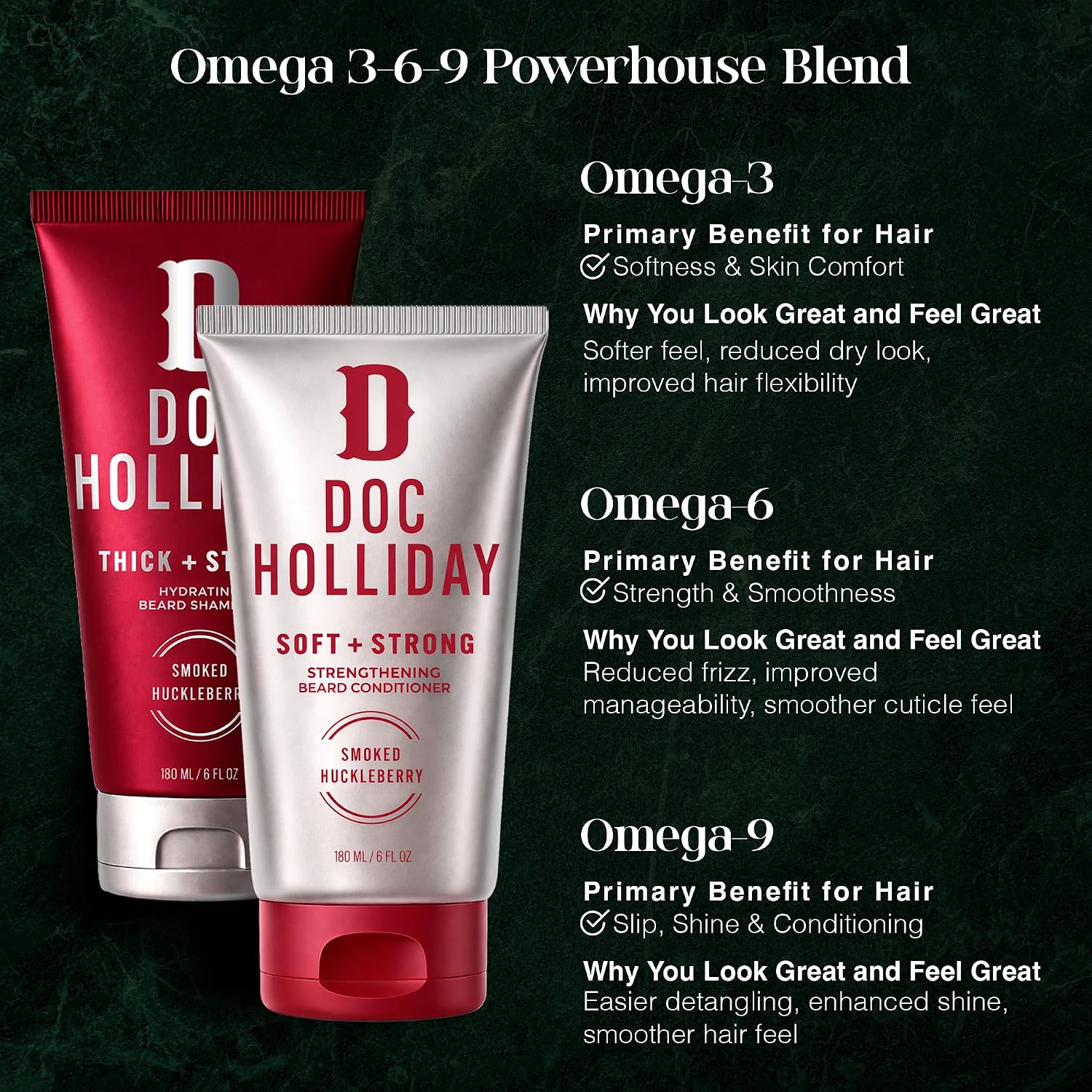 DOC HOLLIDAY Beard Shampoo & Conditioner Bundle Smoked Huckleberry 2 x 180ml