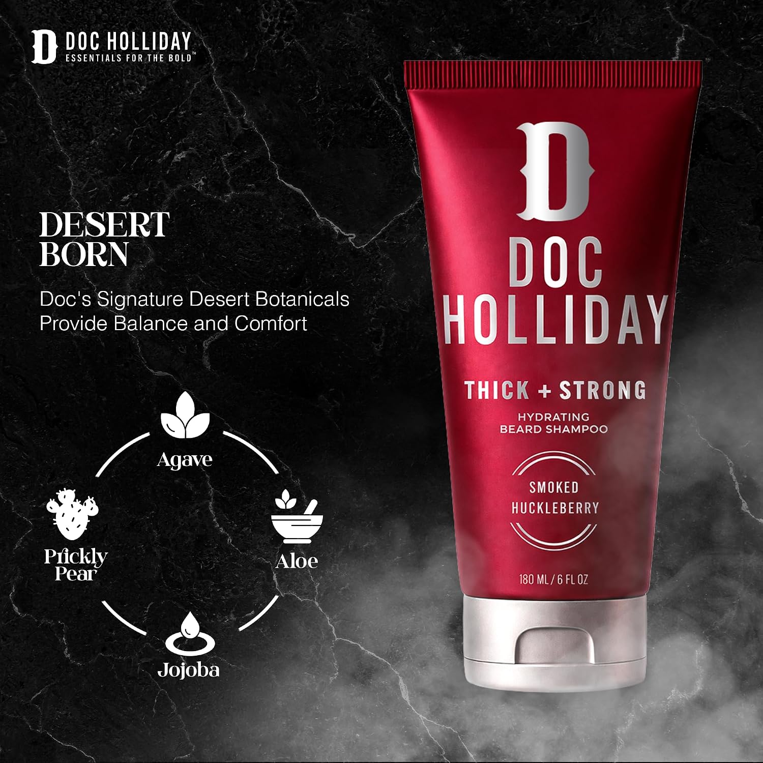 Doc Holliday Thick Strong Hydrating Beard Shampoo Smoked Huckleberry 6 fl oz