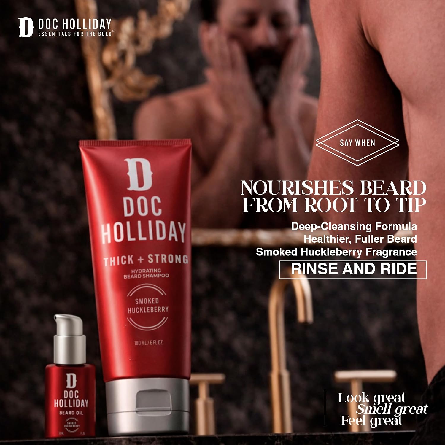 Doc Holliday Thick Strong Hydrating Beard Shampoo Smoked Huckleberry 6 fl oz