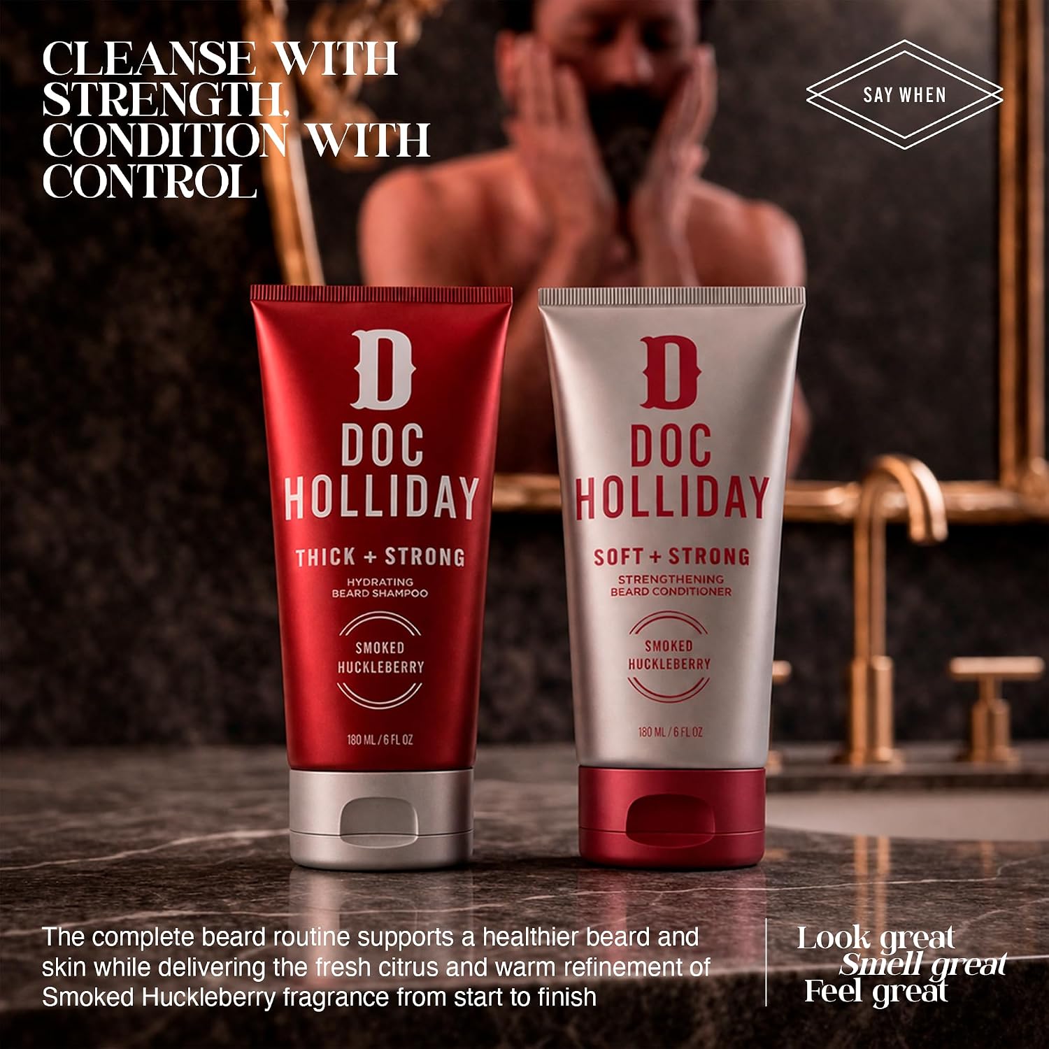 DOC HOLLIDAY Beard Shampoo & Conditioner Bundle Smoked Huckleberry 2 x 180ml