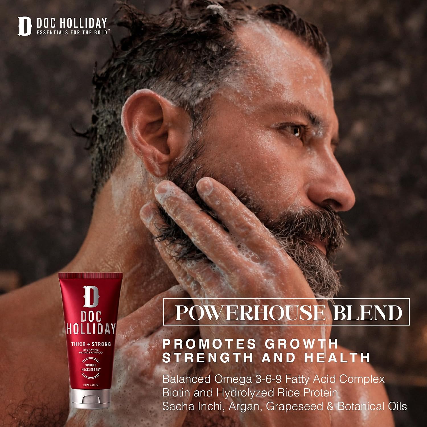 Doc Holliday Thick Strong Hydrating Beard Shampoo Smoked Huckleberry 6 fl oz