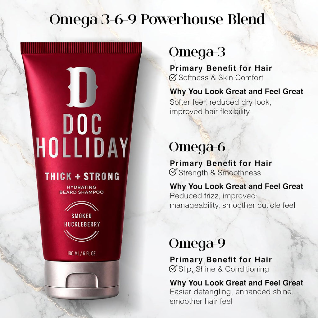 Doc Holliday Thick Strong Hydrating Beard Shampoo Smoked Huckleberry 6 fl oz