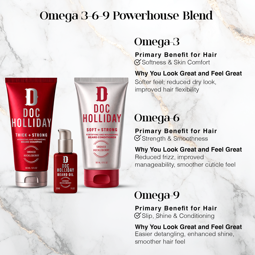 Beard Shampoo, Conditioner & Oil Bundle - Smoked Huckleberry Doc Holliday Essentials