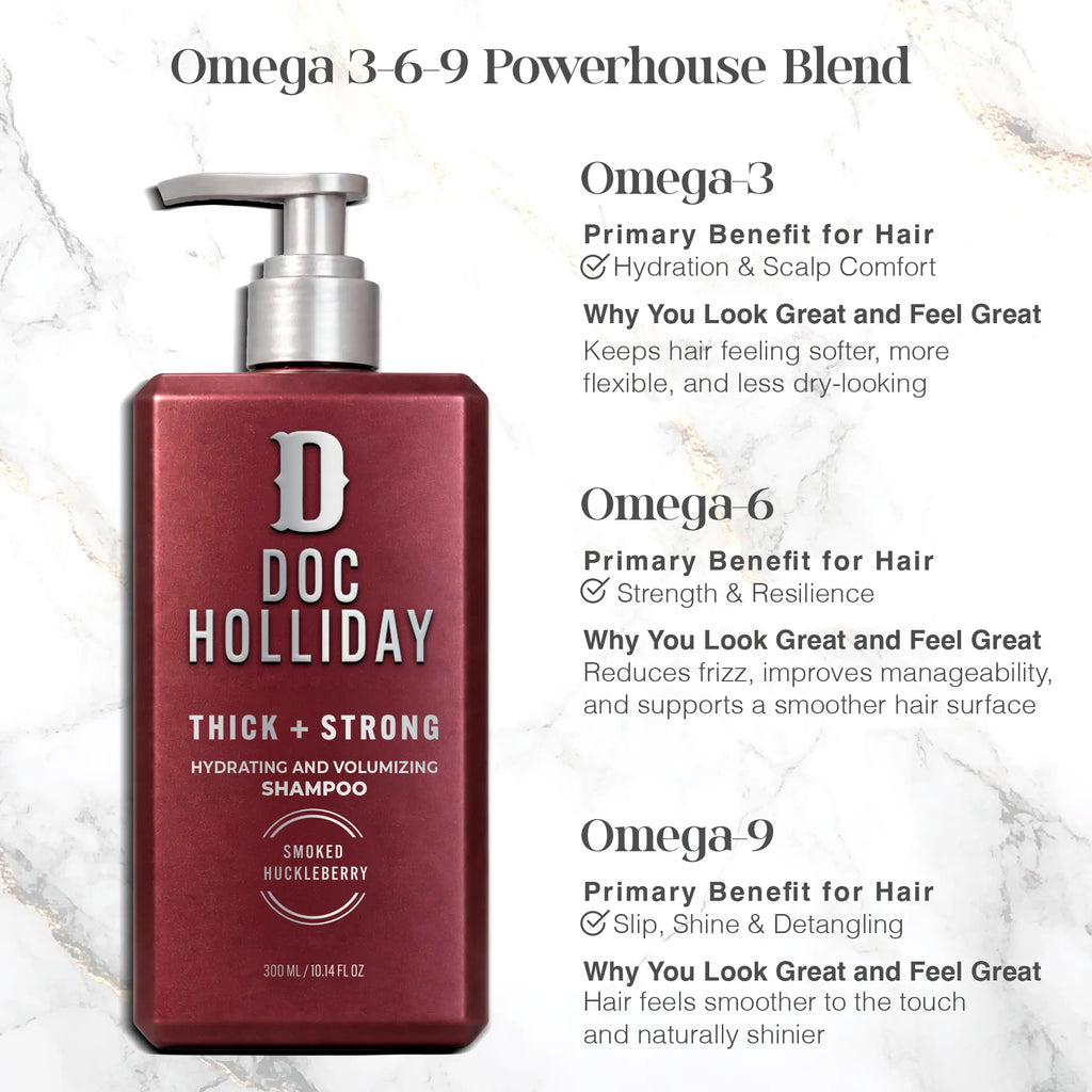 Thick + Strong Hydrating and Volumizing Shampoo - Smoked Huckleberry Doc Holliday Essentials